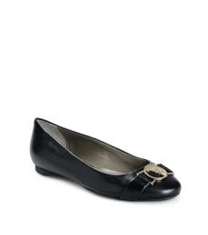Versace Collection Black Leather Ballets Flats