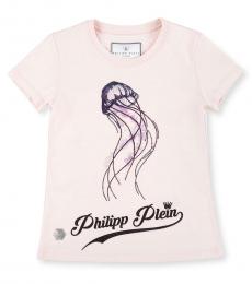 Philipp Plein Girls Pink Crew Neck T-Shirt