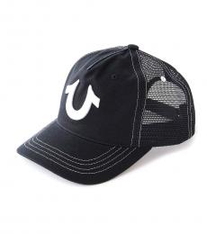True Religion Black Logo Trucker Hat