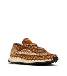Valentino Garavani Brown Canvas Crochet Sneakers