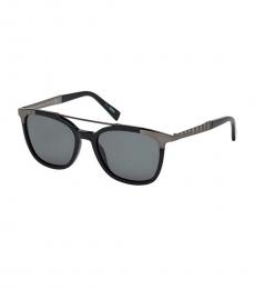 Ermenegildo Zegna Shiny Black-Green Dazzling Sunglasses