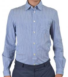 Blue Striped Long Sleeve Dress Shirt
