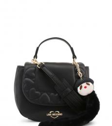 Love Moschino Black Embossed Heart Small Satchel