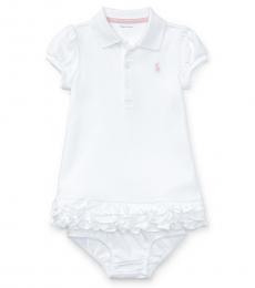 Baby Girls White Ruffled Polo Dress