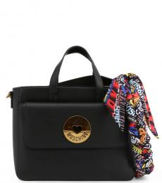 Love Moschino Black Graphic Strap Medium Satchel