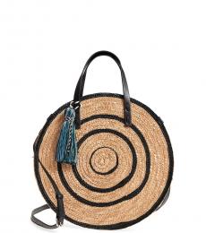 Rebecca Minkoff Natural Black Straw Circle Large Satchel