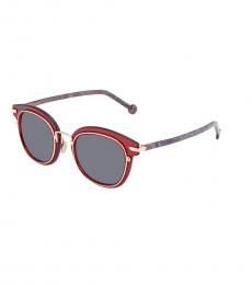 Christian Dior Burgundy-Rose Gold Geometric Sunglasses