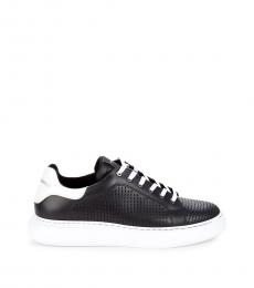 Black Logo Leather Sneakers