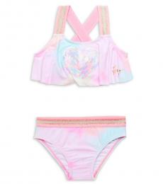 Betsey Johnson Little Girls Pink Sequined 2 Piece Swimsuit