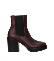 Violet Plum Leather Ankle Boots
