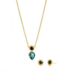 Light Blue Gold Necklace Set