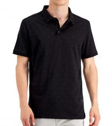 Calvin Klein Black Monogram Logo-Print Pima Polo