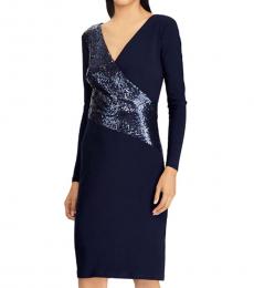 Navy Blue Sequined Dress