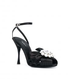 Black Silk Crystal Embellished Heels