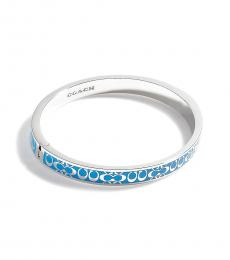 Coach Light Blue Signature Thin Bangle Bracelet