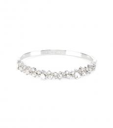 Silver Crystal Cluster Bangle Bracelet