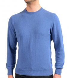 Blue Wool Cashmere Crewneck Sweater