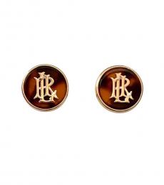 Ralph Lauren Golden Tortoise Logo Stud Earrings