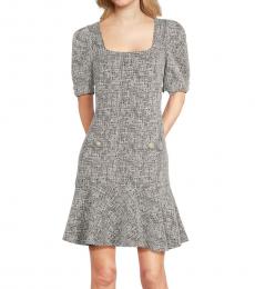 Karl Lagerfeld Grey Squareneck Printed Minidress
