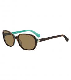 Kate Spade Brown Havana Turquoise Oval Sunglasses