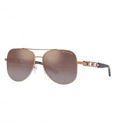 Michael Kors Rose Gold Chianti Mirror Pilot Sunglasses