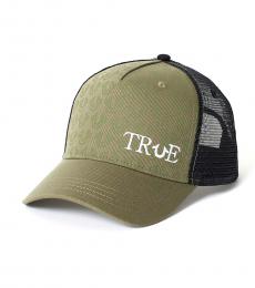 True Religion Olive Logo Trucker Hat