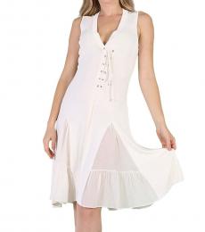 Roberto Cavalli White V Neck Dress