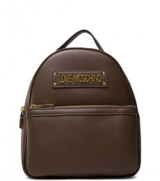 Love Moschino Brown Logo Small Backpack
