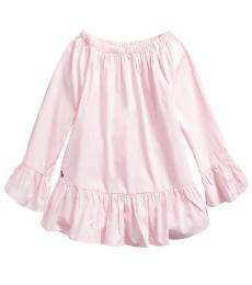 Ralph Lauren Girls Light Pink Oxford Bell-Sleeve Top