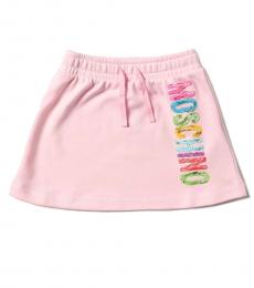 Girls Pink Multicolor Logo Skirt