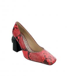 Cavalli Class Coral Black Leather Square Toe Heels