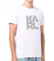 Karl Lagerfeld White Crew-Neck Library T-Shirt