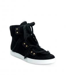 Salvatore Ferragamo Black Solda Fur High Top Sneakers