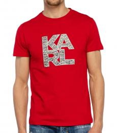 Red Crew-Neck Library T-Shirt