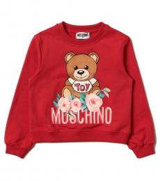 Moschino Girls Red Floral Teddy Sweatshirt