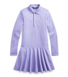 Ralph Lauren Girls Light Purple Mesh Polo Dress