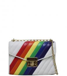 Michael Kors White Rainbow Rose Medium Shoulder Bag