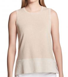 Calvin Klein Heather Latte Heathered Sleeveless Sweater