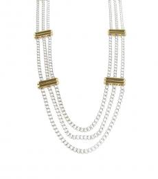 Ralph Lauren Silver-Gold Three Row Chain Necklace