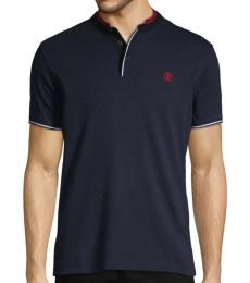 Roberto Cavalli Navy Short-Sleeve Cotton Polo
