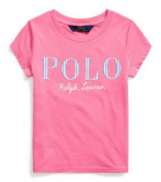 Ralph Lauren Little Girls Baja Pink Logo T-Shirt