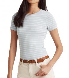 Ralph Lauren Light Blue Striped Cotton-Blend Tee