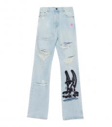 Off-White Light Blue Embroidery Logo Jeans