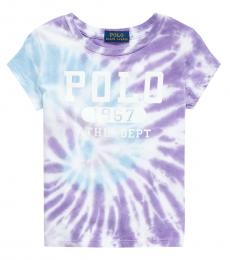 Ralph Lauren Girls Purple Multi Tie-Dye T-Shirt