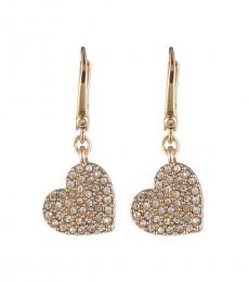 Gold Crystal Heart Drop Earrings