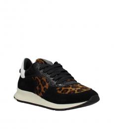Black Leopard Print Sneakers