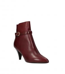 Celine Red Leather Ankle Booties