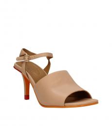 See by Chloe Beige Ankle Strap Leather Heels