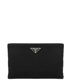 Prada Black Vela Logo Medium Shoulder Bag