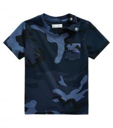 Ralph Lauren Baby Boys Blue Camo Jersey Pocket T-Shirt